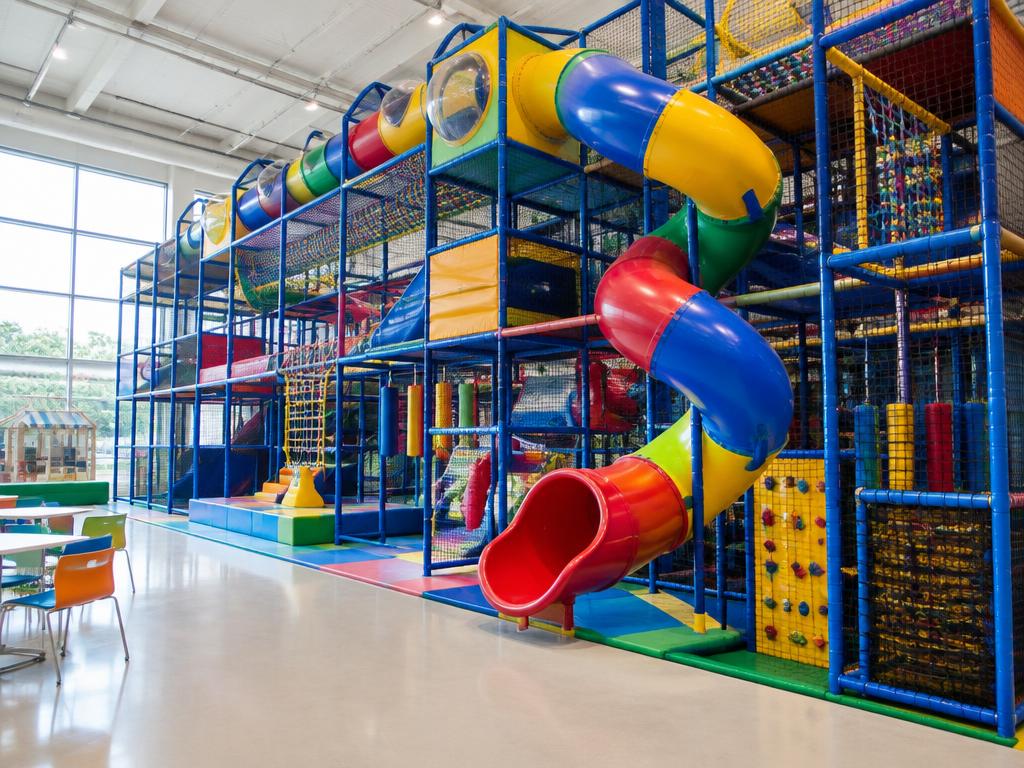 Beispiel-Foto: Indoorspielplatz mit Kletterlandschaft und Rutschturm